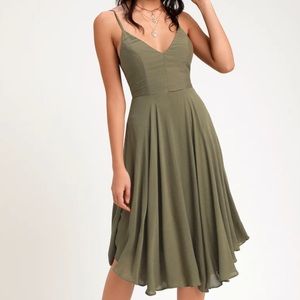 Lulu Olive Green Midi Dress